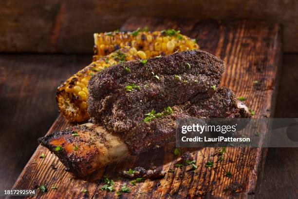 dry rub smoked beef ribs - animal rib cage stock pictures, royalty-free photos & images