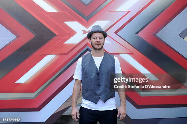 Alessandro Cattelan attends X Factor 2013 Photocall at La Fonderia Napoleonica on September 24, 2013 in Milan, Italy.