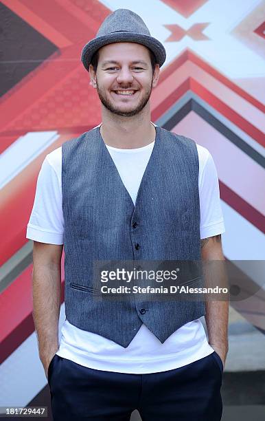 Alessandro Cattelan attends X Factor 2013 Photocall at La Fonderia Napoleonica on September 24, 2013 in Milan, Italy.
