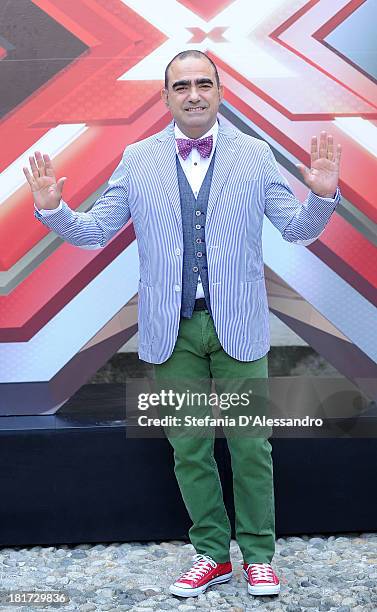 Stefano Belisari known as Elio attends X Factor 2013 Photocall at La Fonderia Napoleonica on September 24, 2013 in Milan, Italy.