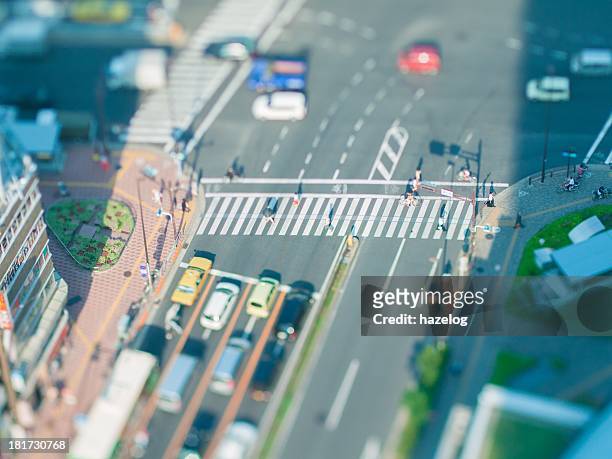 miniature landscapes of crosswalk - office building exterior small stock pictures, royalty-free photos & images