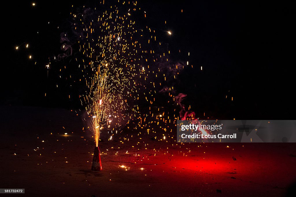 Fireworks Exploding In Sparks