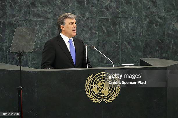 Turkish President Abdullah Gül speaks at the United Nations General Assembly on September 24, 2013 in New York City. Over 120 prime ministers,...