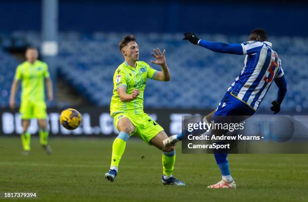 Blackburn Rovers' Harry Leonard competing with Sheffield Wednesday's Bambo Diaby during the Sky Bet Championship match between Sheffield Wednesday...