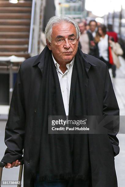 Dominique Strauss-Kahn is seen at the 'Gare du Nord' station on September 24, 2013 in Paris, France.