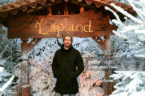 David Gandy visits LaplandUK at Whitmoor Forest on DECEMBER 2, 2023 in Windsor, England.