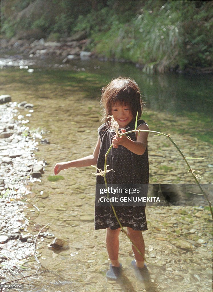 Girl who plays on a river