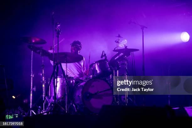 The drummer for British musician Kamaal Williams performs at Maho Rasop Festival 2023 on December 2, 2023 in Bangkok, Thailand.