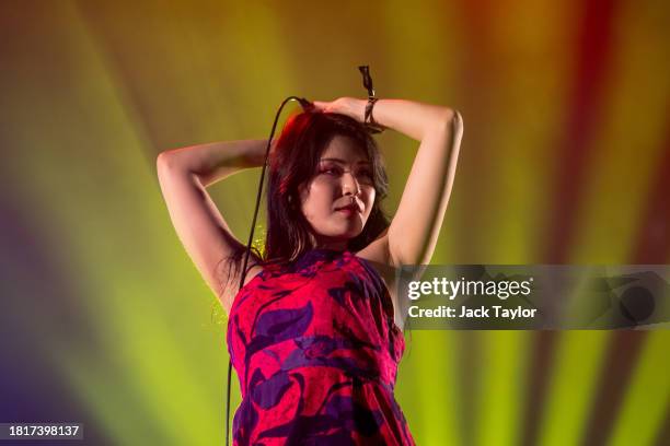 Singer Accorinrin of Japanese punk rock band Otoboke Beaver performs at Maho Rasop Festival 2023 on December 2, 2023 in Bangkok, Thailand.