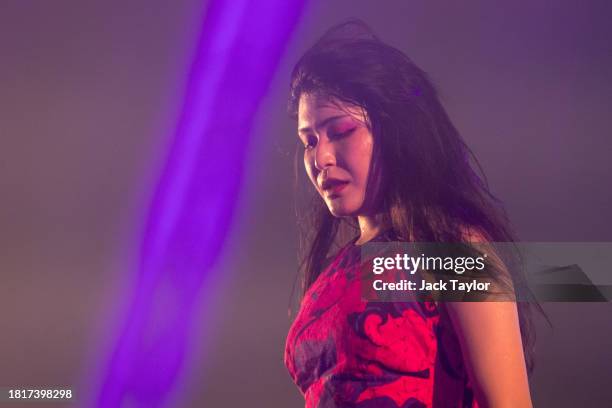 Singer Accorinrin of Japanese punk rock band Otoboke Beaver performs at Maho Rasop Festival 2023 on December 2, 2023 in Bangkok, Thailand.