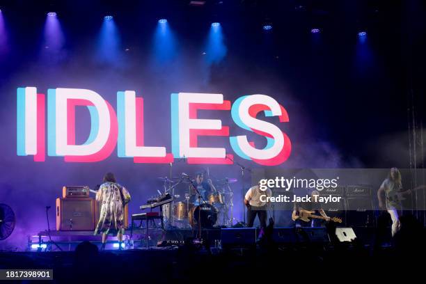 Members of British rock band Idles Mark Bowen, Jon Beavis, Joe Talbot, Adam Devonshire and Lee Kiernan perform at Maho Rasop Festival 2023 on...