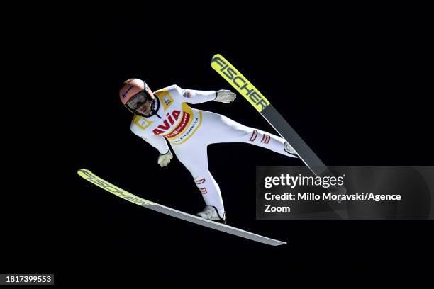 Stefan Kraft of Team Austria in action, takes 1st place during the FIS Ski Jumping World Cup Men's and Women's HS98 on December 2, 2023 in...