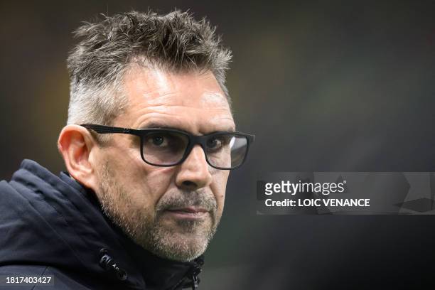 Nantes' French head coach Jocelyn Gourvennec attends the French L1 football match between FC Nantes and OGC Nice at La Beaujoire stadium in Nantes,...