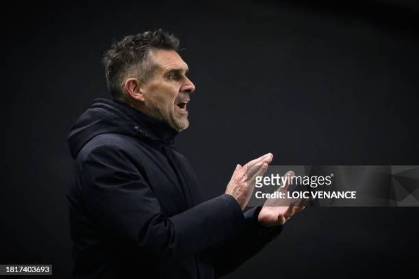 Nantes' French head coach Jocelyn Gourvennec attends the French L1 football match between FC Nantes and OGC Nice at La Beaujoire stadium in Nantes,...