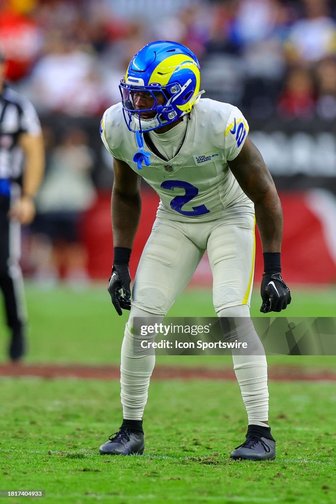 Arsenal Nfl Rams Los Angeles Rams safety Russ Yeast lines up during an NFL game... News ...