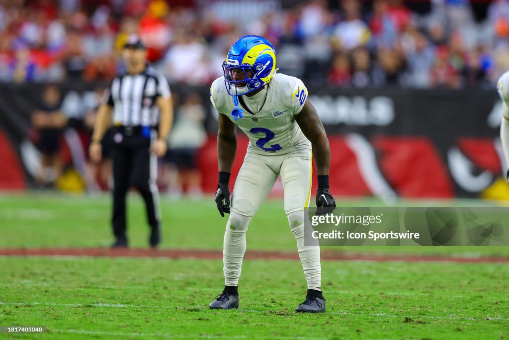 Arsenal Nfl Rams Los Angeles Rams safety Russ Yeast lines up during an NFL game... News ...