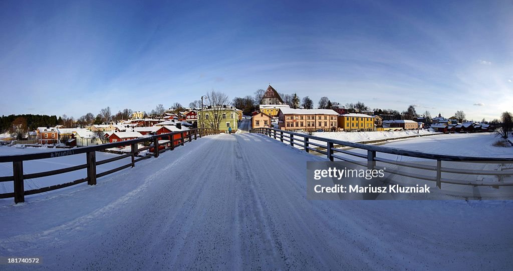 Winter panorama of Porvoo Finland