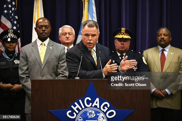 Chicago Police Superintendent Garry McCarthy holds a press conference to announce arrests have been made in last Thursday's mass shooting at Cornell...
