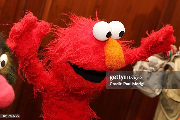 Muppet Elmo on display at a special National Museum of American History ceremony to receive more than 20 puppets and props from the Henson family on...