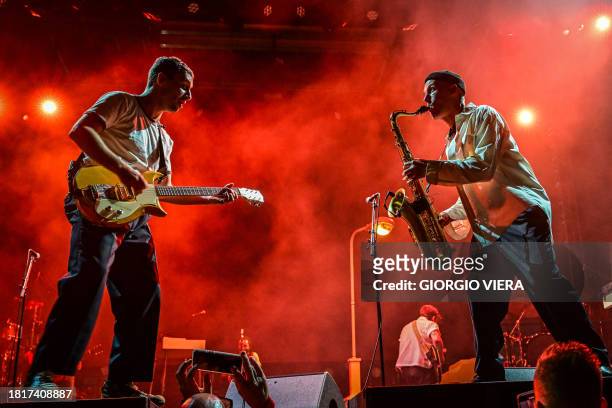 Band Bleachers performs onstage during the Audacy Riptide Music Festival in Fort Lauderdale Beach, Florida on December 2, 2023.
