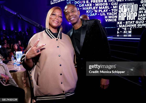 Queen Latifah and Doug E. Fresh attend A GRAMMY Salute to 50 Years of Hip-Hop at YouTube Theater on November 08, 2023 in Inglewood, California.