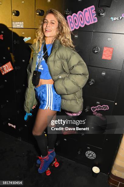Alice Dellal attends Flipper's Roller Boogie Palace x adidas Originals journey through the explosive music and entertainment scenes of the 1970's,...