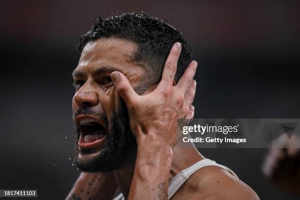 Hulk of Atletico MG celebrates after scoring the team's first goal during between Atletico MG and Sao Paulo as part of Brasileirao 2023 at Mineirao...