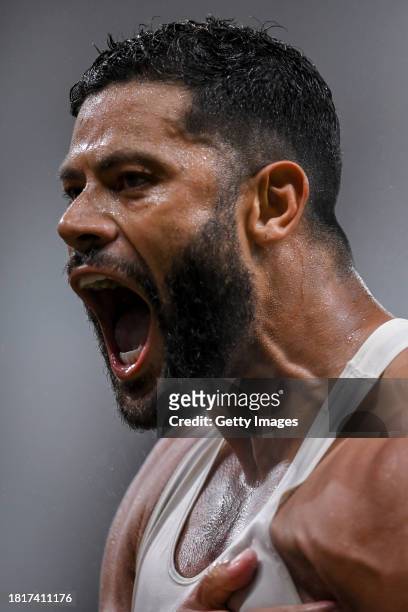 Hulk of Atletico MG celebrates after scoring the team's first goal during between Atletico MG and Sao Paulo as part of Brasileirao 2023 at Mineirao...