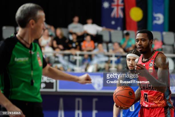 Gary Clark of the Hawks reacts during the round nine NBL match between Brisbane Bullets and Illawarra Hawks at Nissan Arena, on December 3 in...