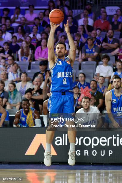 Mitch Norton of the Bullets in action during the round nine NBL match between Brisbane Bullets and Illawarra Hawks at Nissan Arena, on December 3 in...