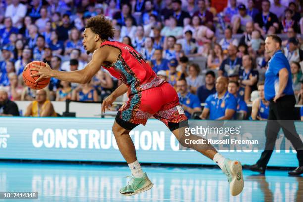 Biwali Bayles of the Hawks in action during the round nine NBL match between Brisbane Bullets and Illawarra Hawks at Nissan Arena, on December 3 in...