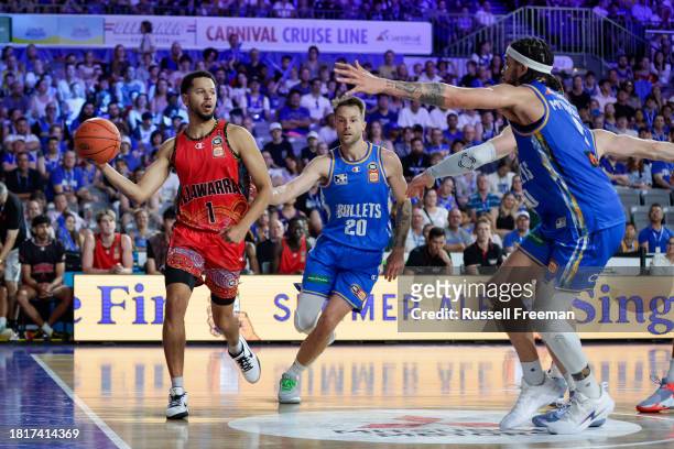 Tyler Harvey of the Hawks in action during the round nine NBL match between Brisbane Bullets and Illawarra Hawks at Nissan Arena, on December 3 in...