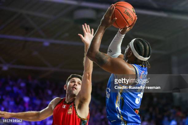 Chris Smith of the Bullets in action during the round nine NBL match between Brisbane Bullets and Illawarra Hawks at Nissan Arena, on December 3 in...