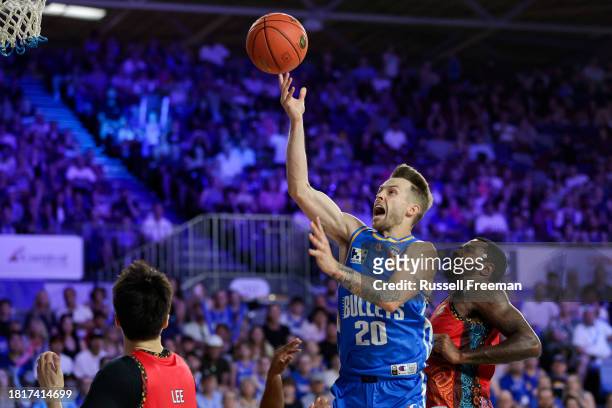 Nathan Sobey of the Bullets in action during the round nine NBL match between Brisbane Bullets and Illawarra Hawks at Nissan Arena, on December 3 in...