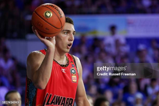 Mason Peatling of the Hawks in action during the round nine NBL match between Brisbane Bullets and Illawarra Hawks at Nissan Arena, on December 3 in...