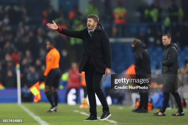 Michael Carrick is giving instructions during the Sky Bet Championship match between Leeds United and Middlesbrough at Elland Road in Leeds, England,...