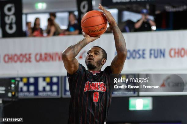 Gary Clark of the Hawks warms up prior to the round nine NBL match between Brisbane Bullets and Illawarra Hawks at Nissan Arena, on December 3 in...