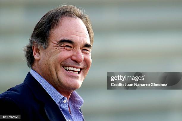 American director Oliver Stone attends the "The Untold History of the United States" photocall at The Kursaal Congress Centre during 61st San...