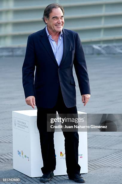 American director Oliver Stone attends the "The Untold History of the United States" photocall at The Kursaal Congress Centre during 61st San...