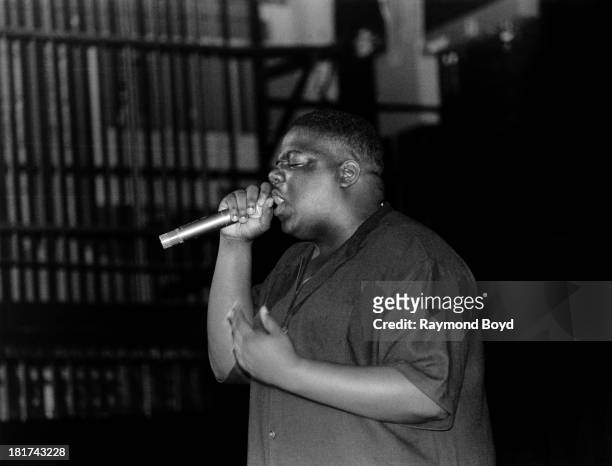 Late rapper Notorious B.I.G., performs at the Riviera Theater in Chicago, Illinois in SEPTEMBER 1994.