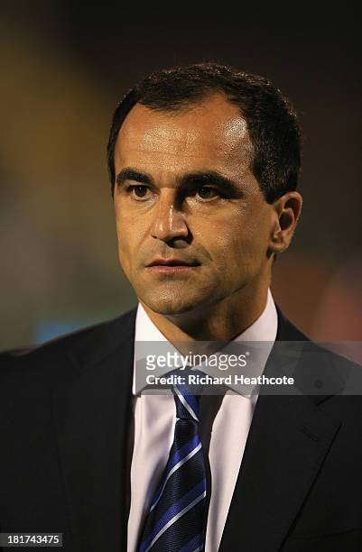 Roberto Martínez the Everton Manager during the Captial One Cup Third Round match between Fulham and Everton at Craven Cottage on September 24, 2013...