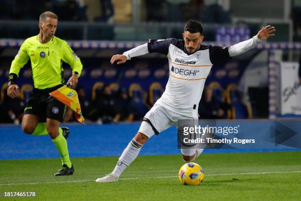 Nicola Sansone of Lecce during the Serie A TIM match between Hellas Verona FC and US Lecce at Stadio Marcantonio Bentegodi on November 27, 2023 in...