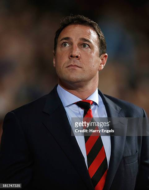 Cardiff city manager Malky Mackay looks on prior to the Capital One Cup third round match between West Ham United and Cardiff City at the Boleyn...