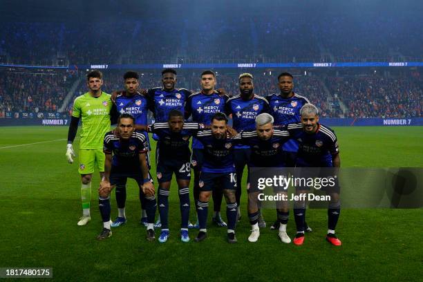 Cincinnati players pose for a team photo prior to a MLS playoff semi-final match against Philadelphia Union at TQL Stadium on November 25, 2023 in...