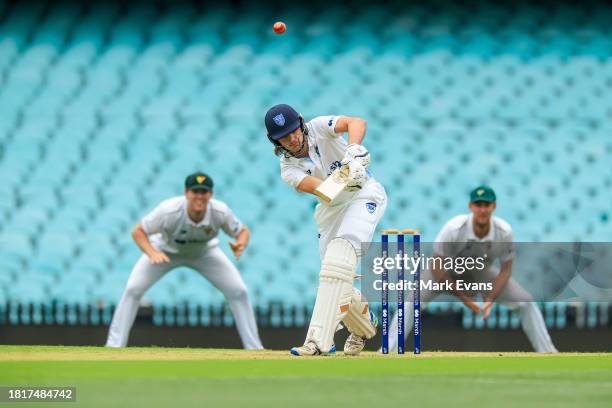 Sam Konstas of the Blues bats for two runs during the Sheffield Shield match between New South Wales and Tasmania at SCG, on November 28 in Sydney,...