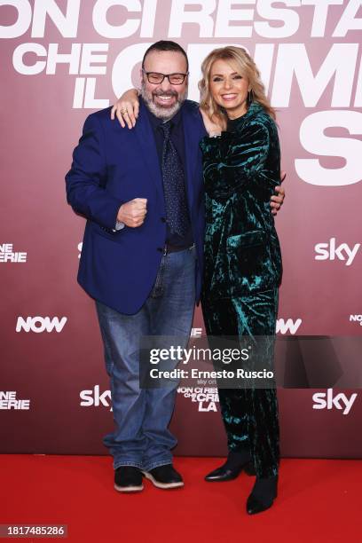 Massimiliano Bruno and Cristiana Buonamano attend the premiere for "Non Ci Resta Che Il Crimine - La Serie" on November 27, 2023 in Rome, Italy.