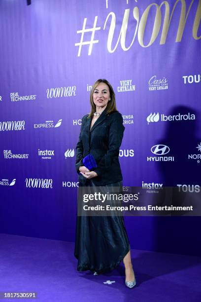 Carme Barcelo is seen arriving at the "Woman" Awards on November 28 in Madrid, Spain.