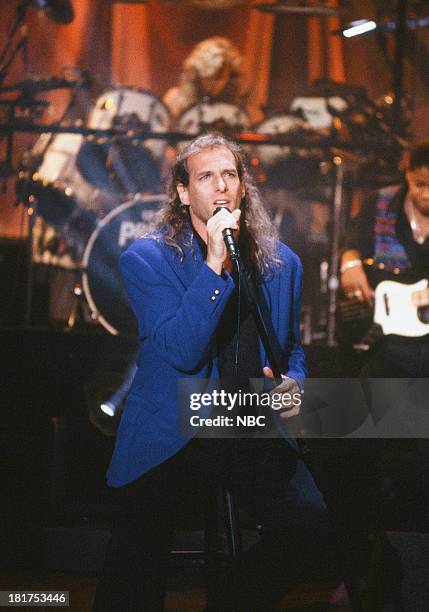 Episode 83 -- Pictured: Musical guest Michael Bolton performs on October 1, 1992 --