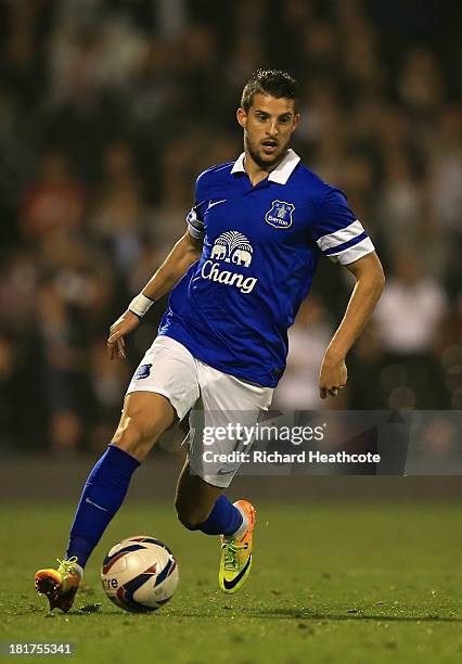 Kevin Mirallas of Everton in action during the Captial One Cup Third Round match between Fulham and Everton at Craven Cottage on September 24, 2013...