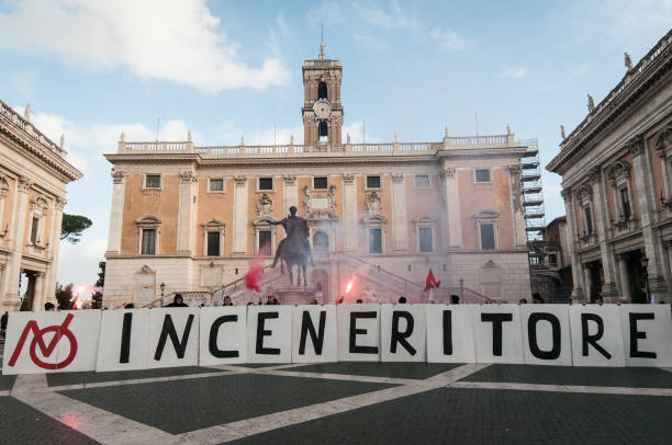 ITA: Protest In Piazza Del Campidoglio Against The Waste-to-energy Plant